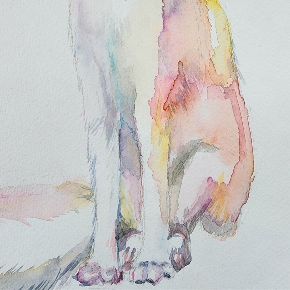 Original Hand-Painted Rainbow Fennec Fox Watercolor Artwork - 15" x 11" - Picture 4 of 5